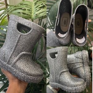 Black/Grey glitter toddler UGG rainboots